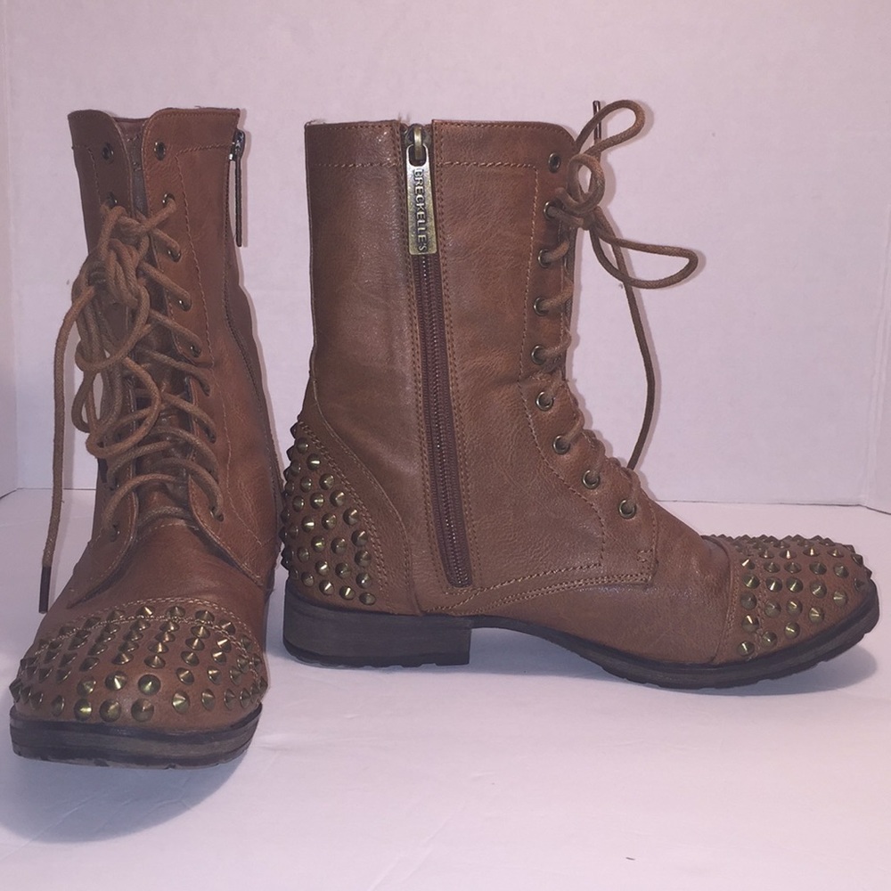 BRECKELLE’S  Brown Studded Leather Boots- Size 7.5